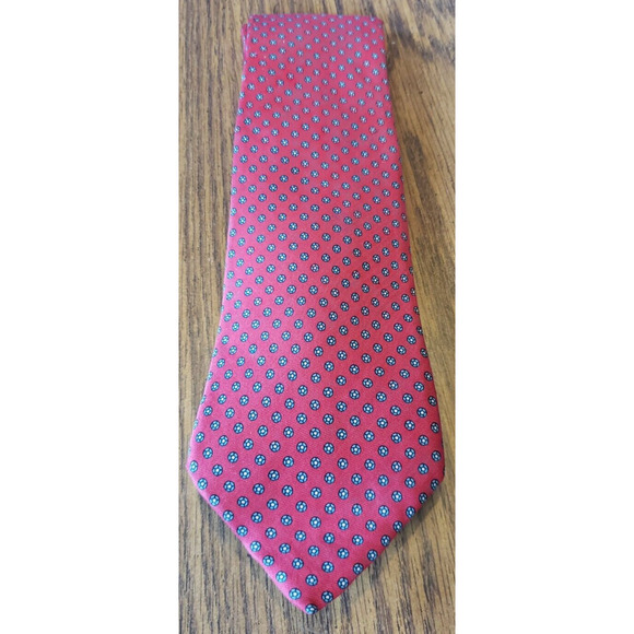 Allen Solly England Red and Green Polka Dot Necktie Tie - Picture 1 of 7